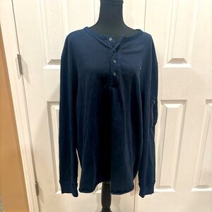 TRUE RELIGION Men's Navy Blue Henley Shirt with zippered sleeve size 3X